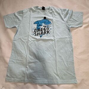 Me and U Daddy Shark Men's Light Blue Short Sleeve Tee Couple  Family Shirt